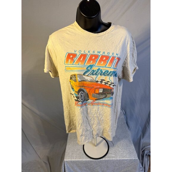 Vintage Volkswagon Rabbit Car T-Shirt Shirt Tee Mens Size M Medium Tan - Picture 2 of 2
